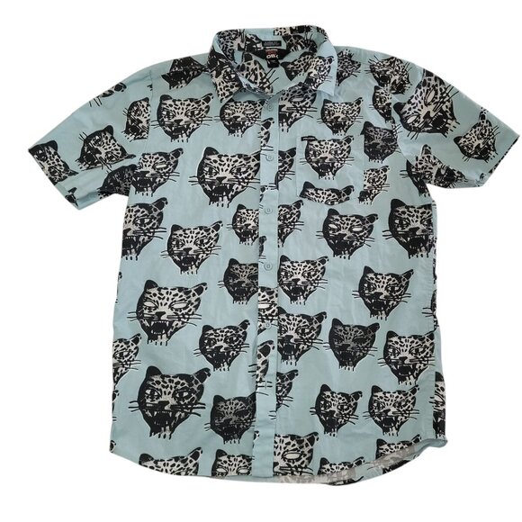 Volcom OBX Netflix Ozzy Cat Shirt Button Up Outer Banks John B Panther Leopard - Picture 1 of 15